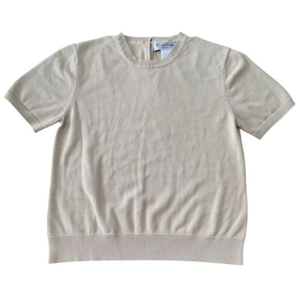 Brooks Brothers Luxury Silk Blend Short Sleeve Sweater Top Beige Kids Medium